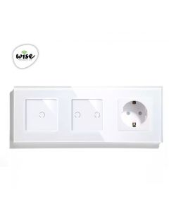 Wise Modularni prekidači i utičnice – 3 tastera, 1 utičnica – stakleni panel beli - PMK000102A00000