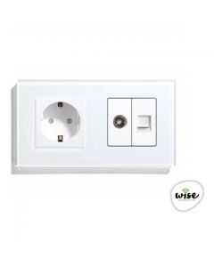 Wise Utičnica modularna 16A, antenska TV utičnica, mrežna utičnica - stakleni panel beli - PMK000172A00000