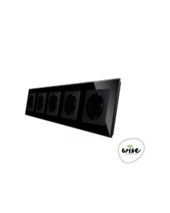 Wise Modularni panel sa 5 utičnica – stakleni panel crni - PMK000164A00000