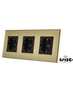 Wise Modularni panel sa 3 utičnice - stakleni panel krem-crni - PMK000068A00000