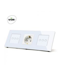 Wise Modularni prekidači i utičnice – 6 tastera, 1 wifi utičnica – stakleni panel beli - PMK000099A00000