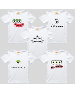 KIDZ by TAMANITZA Dečije bele majice MONSTER 5 kom - SET 1 - Tamanitza1042