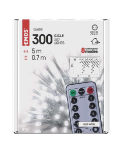 EMOS Svetlosni lanac - Ledenica 300 LED, 5 m CW daljinski uravljač - MTG-D4CC02
