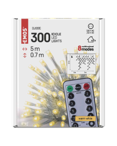 EMOS Svetlosni lanac - Ledenica 300 LED, 5 WW daljinski uravljač - MTG-D4CW02