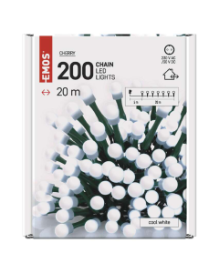 EMOS Svetlosni lanac - cherry 200 LED, 20 m CW tajmer - MTG-D5AC03