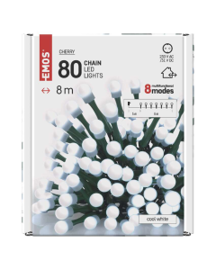EMOS Svetlosni lanac - cherry 80 LED, 8 m CW MF - MTG-D5AC06