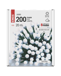 EMOS Svetlosni lanac - cherry 200 LED, 20 m CW MF programi - MTG-D5AC07