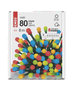 EMOS Svetlosni lanac - cherry 80 LED, 8 m multicolor MF - MTG-D5AM05