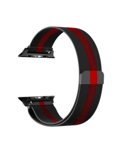 Narukvica metalik za Apple watch 42mm crno crvena - 85348
