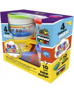 NOVA COLOR Maxi plastelin 4x130g + 10 modli - 540199