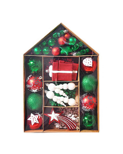 Novogodisnji ukras Lampioni sa novogodisnjim motivima zeleno, crveno, beli set