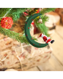 Novogodisnji ukras mesec sa Deda Mrazom