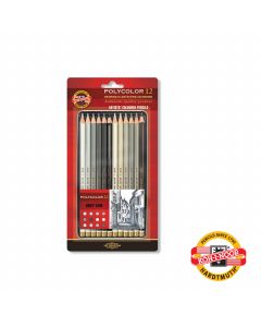 KOOH-I-NOOR Drvene bojice Polycolor, siva linija,  set 1/12 3822 - NS20968