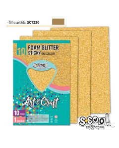 S-COOL Eva pena gliter samolepiva zlatna, set 1/10 sc1230 - NS28560