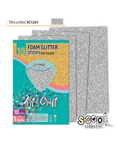 S-COOL Eva pena gliter samolepiva srebrna, set 1/10 sc1231 - NS28561
