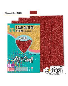 S-COOL Eva pena gliter samolepiva crvena, set 1/10 sc1232 - NS28562