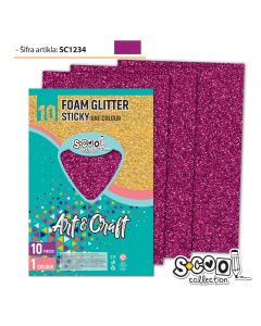 S-COOL Eva pena gliter samolepiva roze, set 1/10 sc1234 - NS28564