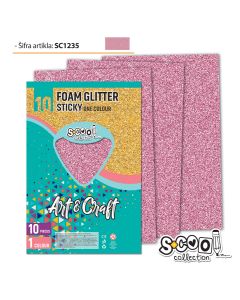 S-COOL Eva pena gliter samolepiva svetlo roze, set 1/10 sc1235 - NS28565