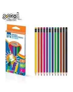 S-COOL Drvene bojice sa gumicom SC1481, set 1/12 - NS29469