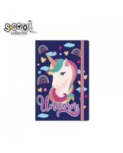 S-COOL Sveska tvrdi povez Premium A6 96 listova dikto Unicorn dark blue SC1813 - SC1813