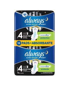 ALWAYS Higijenski ulošci Ultra Secure Night, 4, 12 kom