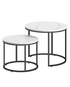 OSKAR Okrugli sto za kafu, 2 komada - mermerne / crne noge