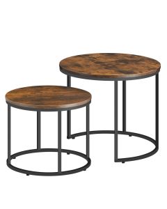 OSKAR Okrugli sto za kafu, 2 komada - rustikalne / crne noge