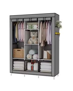 Prenosivi Platneni Ormar 130 cm x 45 cm x 175 cm - Sivi