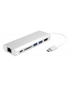 FAST ASIA Adapter-konvertor TIP C na HDMI+ 2xUSB 3.0+ SD+ TIP C+ RJ45 - OST03958