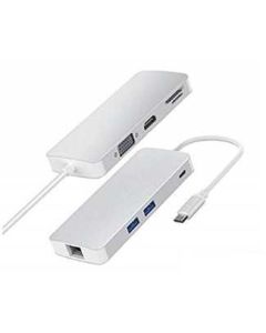 FAST ASIA Adapter-konvertor TIP C na VGA+HDMI+SD/MICRO SD+RJ 45+2xUSB3.0+TIP C - OST03959