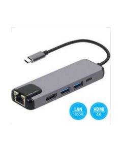 FAST ASIA Adapter-konvertor TIP-C na HDMI + 2xUSB 3.0 + TIP C + RJ45 - OST04359