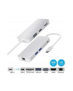 FAST ASIA Adapter-konvertor TIP C na VGA+HDMI+SD/MICRO SD+RJ 45+2xUSB3.0+TIP C - OST04560