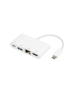 E-GREEN Adapter USB 3.1 tip C (M) - HDMI + USB3.0 + RJ45 + tip C (F) beli - OST04915