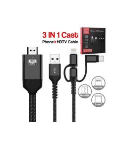 FAST ASIA Kabl HDMI 2K na (Micro+Tip C+Iphone) povezuje TV+mob 2m
