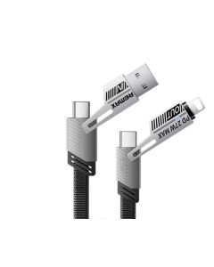 REMAX RC-C189  USB A+C na USB C+Lightning 2u2 65W 1m data kabl crni