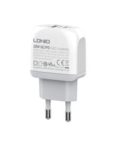 LDNIO Kućni punjač A2316C 2xUSB 20W Type-C na Lightning, bela - P1125