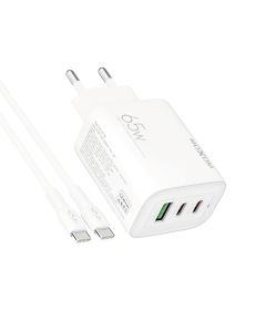 MOXOM Kućni punjač MX-HC158 QC3.0 65W Type-C na Type-C, bela - P1131