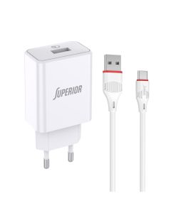 SUPERIOR Kućni punjač SU-P101 Fast QC3.0 18W 3A Type C, bela - P1218