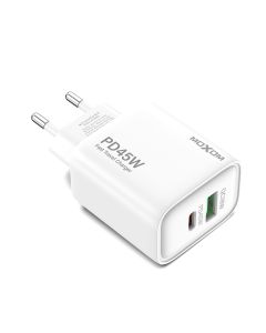 MOXOM Punjač MX-HC178 USB+Type-C QC18W PD45W, bela - P1251