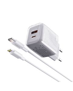 MOXOM Kućni punjač MX-HC206 18W FAST Type C na lightning, siva - P1255