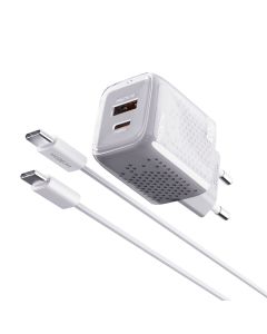 MOXOM Kućni punjač MX-HC206 20W Type C na Type C, bela