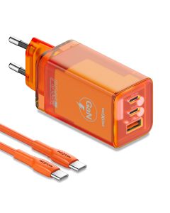 Kućni punjač MOXOM LX-HC824 65W PD Type C na Type C narandzasti