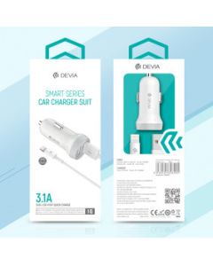 DEVIA Auto punjač Smart Series za Lightning (5V3.1A,2USB ), bela - 19854