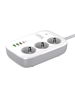 Pametni produzni kabel LDNIO SEW3452 3xutičnice + 3xUSB + 1xUSB-C bela - 613488