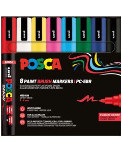Uni marker set Posca PC-5M 8/1 Brush osnovne boje