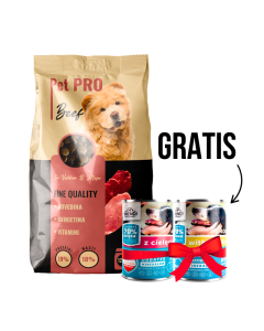 PET PRO Suva hrana za pse Beef 12kg + Gratis 2 x FRENDI Konzerva 400g - 3360184