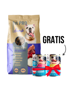PET PRO Suva hrana za pse Jagnjetina 12kg + Gratis 2 x FRENDI Konzerva 400g - 3360175