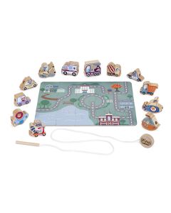 PINO Drvena igračka Nizalica sa puzzle podlogom 2u1 - PI6046