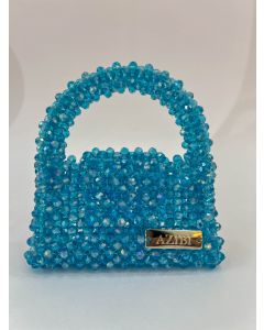 AZIBI Ženska torba od kristalnih perli Piccolina, svetloplava