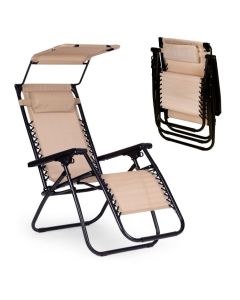 MODERNHOME Podesiva baštenska fotelja sa tendom, bež - ZRL009-R BEIGE